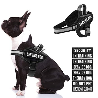 Dog Vest Harness and Patches Set, Animire in Training Service Dog Harness with 10 Dog Patches, Reflective Dog Vest with Handle for Small, Medium, Large, and Extra-Large Dogs - color: Black, size: MEDIUM (Chest: 21-28 Inch)