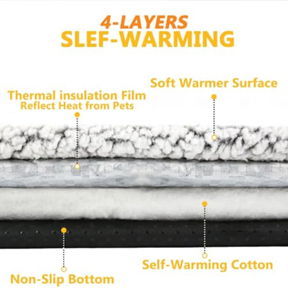 Self Warming Cat Bed Thermal, Cozy Self-Heating Pet Bed, Non-Slip Washable, Extra Warm Thermal Pet Pad with Removable Washable Cover for Indoor Outdoor Pets (Small:16x20 in) - size: Small:16x20 in