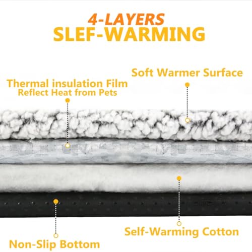 Self Warming Cat Bed Thermal, Cozy Self-Heating Pet Bed, Non-Slip Washable, Extra Warm Thermal Pet Pad with Removable Washable Cover for Indoor Outdoor Pets (L:20x28 in) - size: L:20x28 in