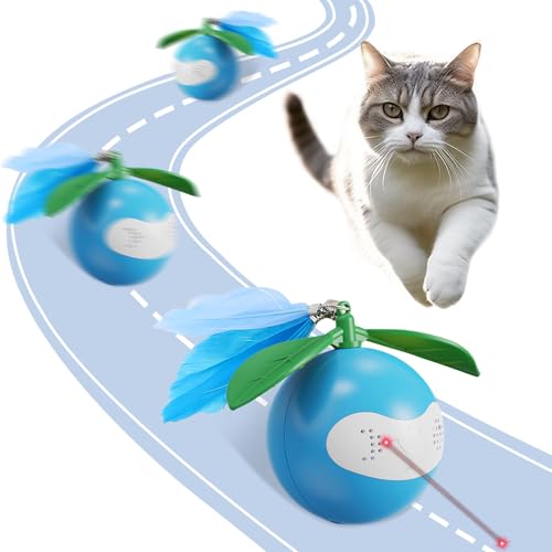 Interactive Cat Toy for Indoor Cats, Automatic Moving Ball Toy Suitable for Indoor Adult Cats and Kittens Suitable for All Cat Breeds Fast Rolling Motion Sensor Light-up Effect - color: Blue