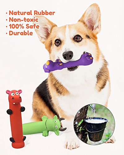 Pweituoet 9" Squeaky Dog Toys - 3 Pack Funny Rubber Squeaky Toys, Latex Dog Chew Toys for Puppy