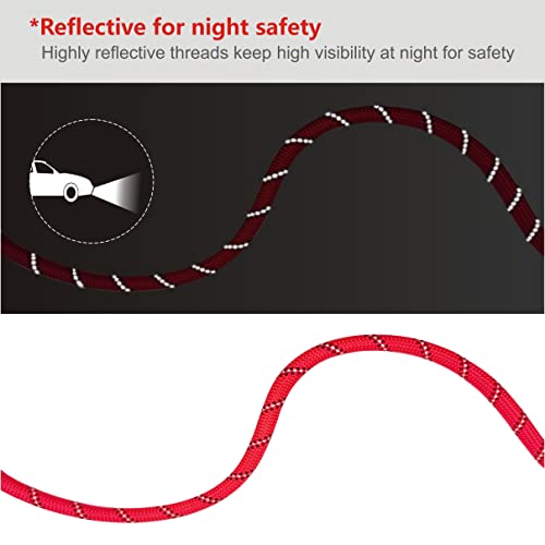Dog Leash Heavy Duty 6ft, Double Handle Dog Leash with Padded Handle for Traffic Control, Reflective Rope Leashes for Large and Medium Dogs Night Control Safety Training (Red) - color: Red (25 to 120 lbs)