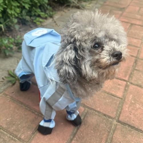 Dog Raincoat with Boots,Waterproof Dog Raincoats with Hood,Raincoat with Reflective Strap, Lightweight Rain Jacket with Leash Hole (Blue Cloud (Detachable Tail), XL (11-14lb)) - color: Blue Cloud (detachable tail), size: XL (11-14lb)