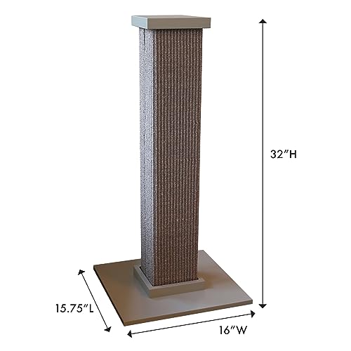 SmartCat Ultimate Scratching Post – Gray, Large 32 Inch Tower - Sisal Fiber, Simple Design - For All Cats - color: Gray