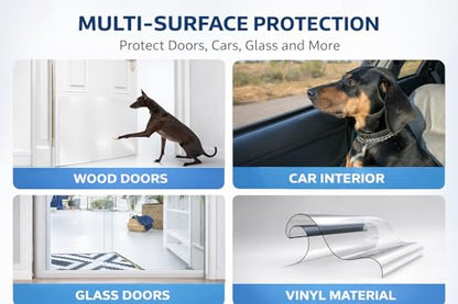 FTSTC Door Protector from Dog Scratching, [Thicken] 6 Pack Clear Training Self Adhesive Tape for Dogs,Cat Scratch Door Frame Protector,Anti Dog Scratch Door Guard (6Roll Total 240'') - size: 6 Rolls (Total 240 inch)