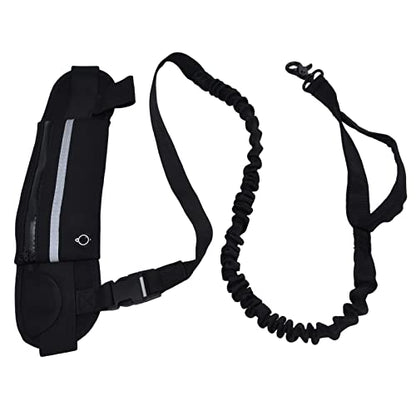 Generic Belt Bag Dog Leash Set, Hands Free Waist Pack with Reflective Strips and D Ring, for Walking Running Hiking Training (Black) - color: Black