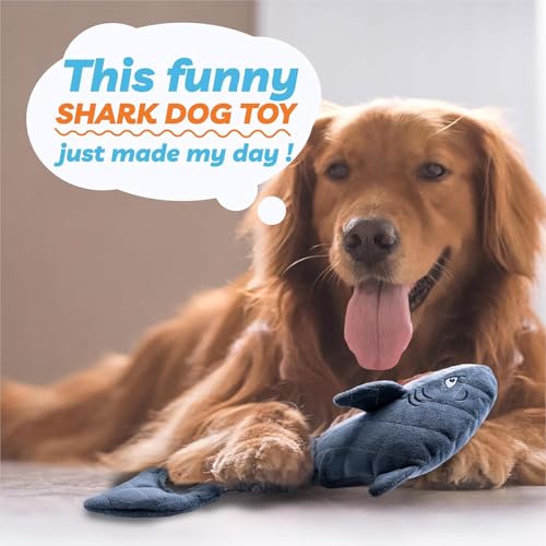LEGEND SANDY Large Squeaky Dog Toys to Keep Them Busy, Interactive Plush Dog Toy,Crinkle Tug of War Dog Chew Toy for Small, Medium, and Large Dog - color: Grey Shark