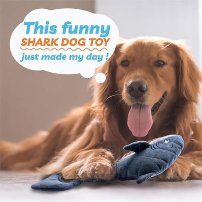 LEGEND SANDY Large Squeaky Dog Toys to Keep Them Busy, Interactive Plush Dog Toy,Crinkle Tug of War Dog Chew Toy for Small, Medium, and Large Dog - color: Grey Shark