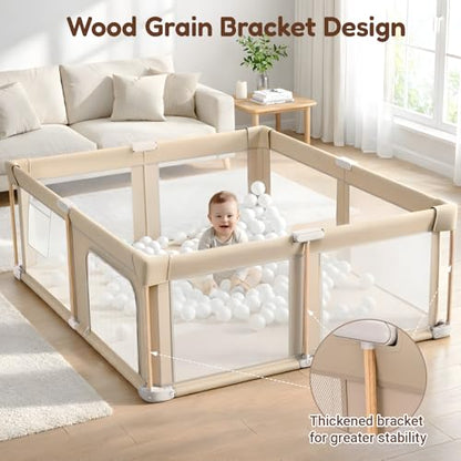 Foldable Baby Playpen with Mat, Foldable Baby Fence Play Yards for Babies and Toddlers, Play Pen with Breathable Mesh and Anti-Fall Pads (50''x50‘’) - size: 50''x50‘’