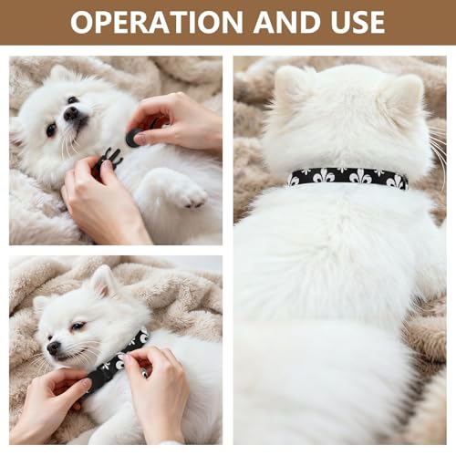 Distressed Black White Cat Collars with Bell 2 Pack Puppy Collar Adjustable Length 10.6" to 17.1" - color: Distressed Black White