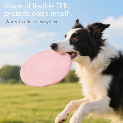 Dog Flying Disc 3Pcs Flyer Dog Toys Soft Rubber Interactive Lightweight Flying Disc for All Ages Dogs Floats in Water Safe on Teeth 7inch Random Color