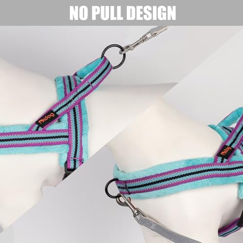 Didog Soft Flannel Padded Dog Vest Harness, No Pull/Quick Fit Reflective Dog Strap Harness, Easy for Training Walking (XS:Chest 15-18", Mixed-Blue) - color: Mixed-Blue, size: XS:chest 15-18"