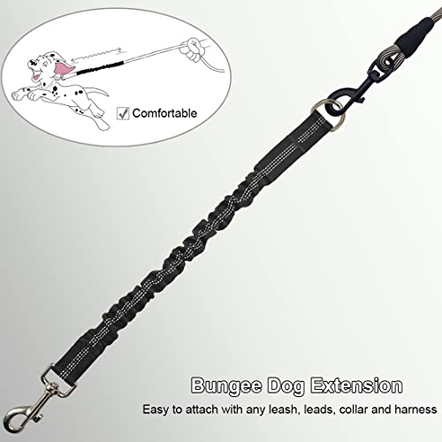 Bungee Dog Leash Extension, 18”Dog Shock Absorber Extender, Works with Any Leash for Walking, Jogging, Training, Playing - color: Black