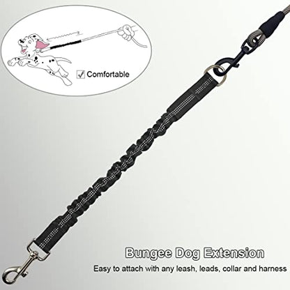 Bungee Dog Leash Extension, 18”Dog Shock Absorber Extender, Works with Any Leash for Walking, Jogging, Training, Playing - color: Black