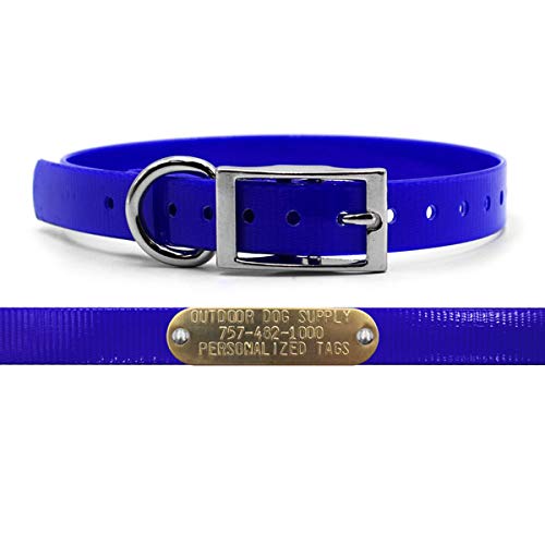 3/4" Waterproof D-Ring Dog Collar Adjustable Fit for Small & Medium Breeds | Custom 3/4" Brass Nameplate – Durable, Odor-Resistant, USA-Made (15", Dark Blue) - color: Dark Blue, size: 15" Long
