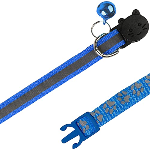 2 Pack Reflective Cat Collar Breakaway with Bell,Personalized Kitten Collars,Adjustable Safety Buckle Collar for Male Cats Girls & Boys (Navy Blue) - color: Navy Blue