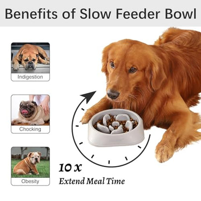 MateeyLife Slow Feeder Dog Bowls, Anti-Choking Puzzle Dog Food Bowls, Anti-Slip Interactive Feeding Slow Down Eating, Bloat Stop Maze Dishes for Medium Large Breeds Gray - color: I-Gray, size: Medium