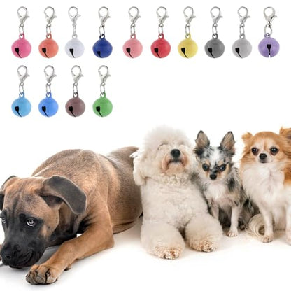 Xthrotsenk 14 Pack Bells for Cat Dog Collars Charms Colourful Pet Small Bells with Clasps Cat and Dog Round Bell Pet Collar Accessories for Collars