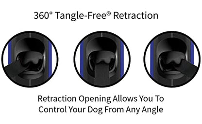 TUG Oval 360° Tangle-Free Retractable Dog Leash with Integrated Waste Bag Dispenser (Medium, Blue) - color: Blue, size: Medium