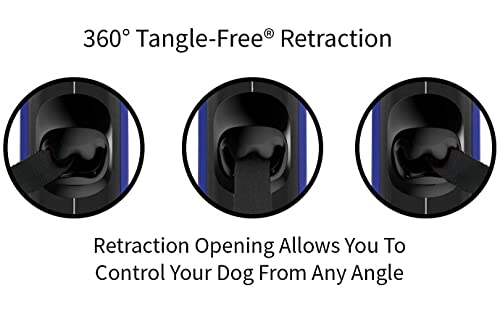 TUG Oval 360° Tangle-Free Retractable Dog Leash with Integrated Waste Bag Dispenser (Small, Blue) - color: Blue, size: Small