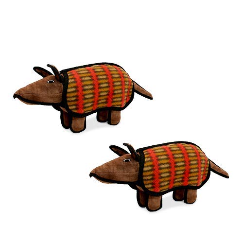TUFFY - World's Tuffest Soft Dog Toy - Desert - Multiple Layers. Made Durable, Strong & Tough. Interactive Play (Tug, Toss & Fetch). Machine Washable & Floats (Armadillo, Large 2 Pack) - color: Armadillo, size: Large 2 Pack