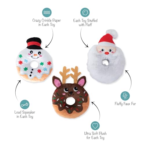 Fringe Studio Plush Dog Toy Set, A Hole Lot of Holiday Fun, 3 Piece Set, Pet Shop Collection (662064) - color: Holiday Fun