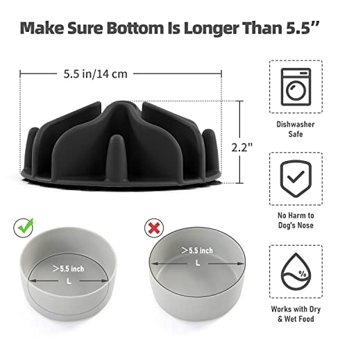 Jaoul Slow Feeder Dog Bowls Insert, Puzzle Slow Feeder Insert with 51 Octopus Suction Cups for Medium Large Size Dog Food Bowl Over 6.5" Wide (Black) - color: Black, size: Large(5.5 inch)