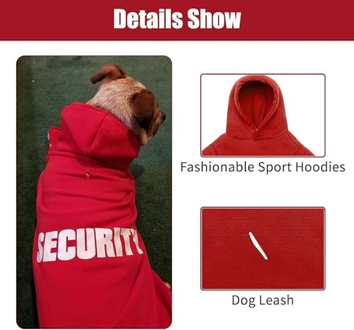 BINGPET Security Dog Hoodies Puppy Sweater Cold Weather Dog Coats Soft Brushed Fleece Pet Clothes Hooded Sweatshirt for Dog Cat - color: #1 Red(Security), size: Small/Medium (All Breed Sizes)