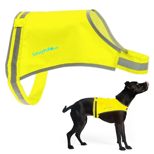 SafetyPUP XD Lite Dog Vest. Coverage to Mid Back. Reflective Hi Visibility Fluorescent Yellow Fabric Helps to Keep Them in Sight and Safe On and Off Leash. - color: Yellow, size: Small