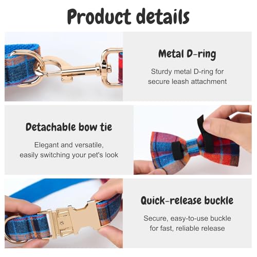 Custom Dog Collar with Name and Phone Numbers - Personalized Laser-Engraved Plaid Polyester Collar with Metal Buckle and D-Ring (Style-D, S (9-13 Inches)) - color: Style-D, size: S (9-13 Inches)