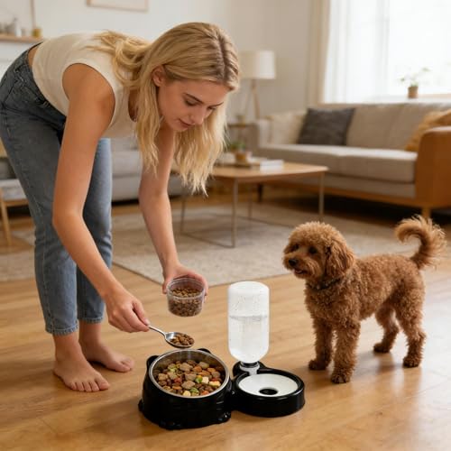 Genérico Set of and Canine Drinker | Pet Feeding Station Anti-Splash Food – for Cats | for Daily Use Outdoor Indoor Travel Pets Storage Water
