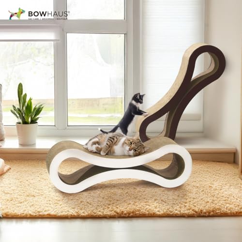 CAPHAUS Infinity Cat Scratcher Lounger, Reversible Scratcher, Large Cat Scratching Pad, Cat Scratching Board, Scratch Pad for Indoor Cats, White - size: White
