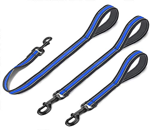 Cymiler Short Dog Leash,3 Sizes Nylon Short Traffic Leash with Padded Handle,Dog Short Training Leash with Highly Reflective Threads for Small Medium Large Dogs (Wide-Blue-New) - color: Wide-Blue-new