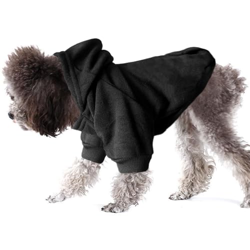 Jecikelon Winter Dog Hoodie Sweatshirts with Pockets Warm Dog Clothes for Small Dogs Chihuahua Coat Clothing Puppy Cat Custume (Black, X-Small) - color: Black, size: X-Small