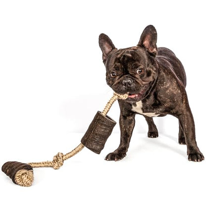 QT Dog Mossy Oak: Water Buffalo Horn & Tug Dog Chew - 24" Knotted Natural Cotton Rope, Pet Toy, No Preservatives, Horn, Long-Lasting, Combines Play & Chewing - style: 24"