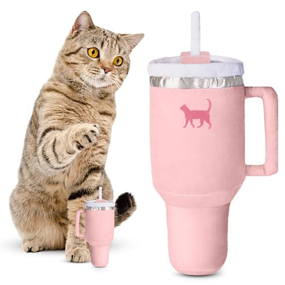 PUPROAR Kitty Cup Catnip Toy - Cute Cat Birthday Toy with Catnip & Crinkle, Funny Girly Kitten Gift (Pink Peach Dust) - color: Pink PeachDust