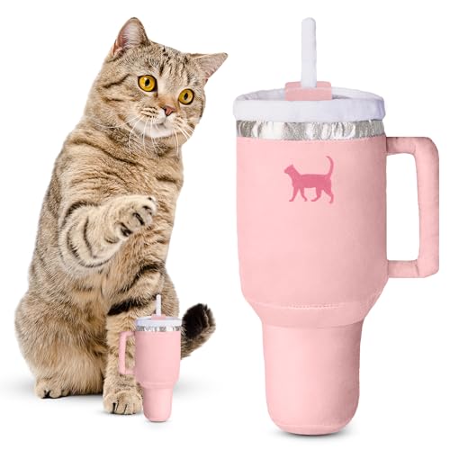 PUPROAR Kitty Cup Catnip Toy - Cute Cat Birthday Toy with Catnip & Crinkle, Funny Girly Kitten Gift (Pink Peach Dust) - color: Pink PeachDust