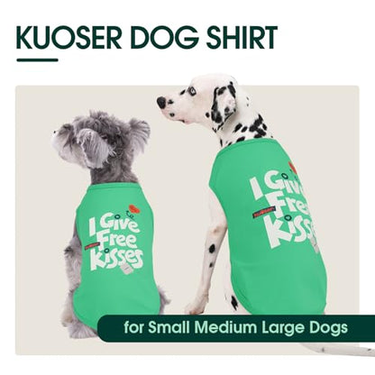 Kuoser Dog Shirt, Printed Dogs T-Shirt Soft Breathable Dog Shirts, Cute Doggy Sweatshirt for Small Medium Large Girls Boys, Pet Funny Clothes Tank Top Sleeveless Dogs Vest, Green M - color: Green, size: Medium (Chest: 18.5")