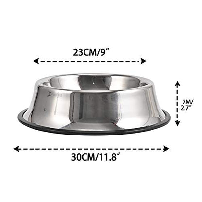 2Packs Stainless Steel Dog Bowl with Anti-Skid Rubber Base for Small/Medium/Large Pet, Perfect Dish, Pets Feeder Bowl and Water Bowl Perfect Choice for Dog Puppy Cat and Kitten (40oz) - size: 40oz
