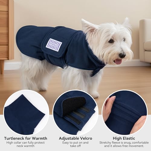 cyeollo Small Dog Sweater, Fleece Dog Sweaters Turtleneck Vest Soft Puppy Sweatshirt Stretchy Pet Fall Autumn Coat Warm Winter Clothes for Small Dogs Boy, Navy M - color: Navy, size: Medium