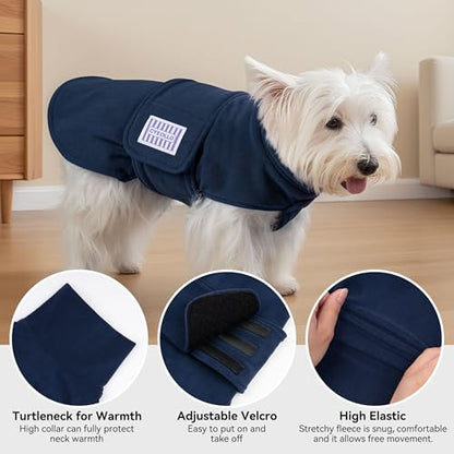 cyeollo Small Dog Sweater, Fleece Dog Sweaters Turtleneck Vest Soft Puppy Sweatshirt Stretchy Pet Fall Autumn Coat Warm Winter Clothes for Small Dogs Boy, Navy L - color: Navy, size: Large