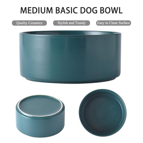 6'' Ceramic Dog Bowl - 30Oz Classic Dogs Food & Water Bowl for Small and Medium Breed Dogs, Heavy Duty Non-Slip Dog Dishes, Food Grade Stoneware Pet Bowl, Dishwasher & Microwave Safe, Green - color: Bowl - Green, size: 6 inch