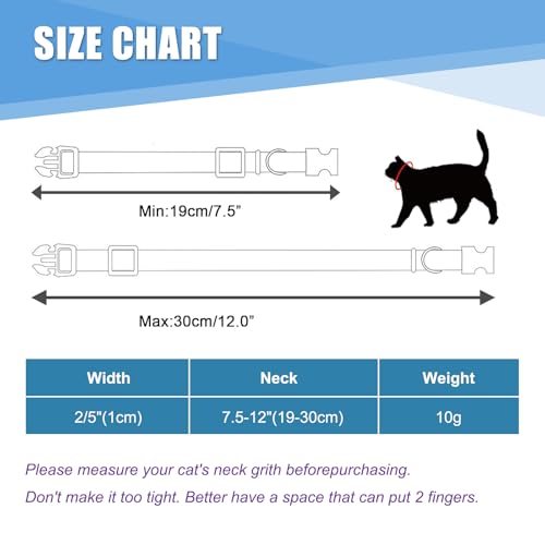 Personalized Engraved Cat Collar|Breakaway Safety Round Buckle|Reflective Adjustable Collar with ID Name Tag & Bell for Kittens & Puppies Cats,Red (7.5'' - 12'')