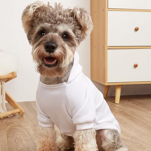 Jecikelon Winter Dog Hoodie Sweatshirts with Pockets Warm Dog Clothes for Small Dogs Chihuahua Coat Clothing Puppy Cat Custume (White, XX-Small) - color: White, size: XX-Small