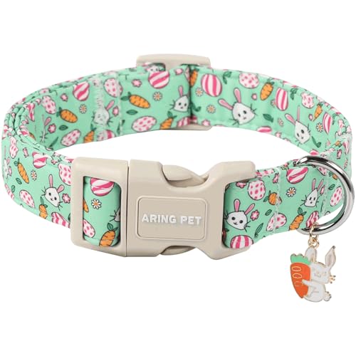 ARING PET Easter Dog Collar-Cute Easter Eggs Dog Collar, Adjustable Rabbit&Carrot Print Pet Collars Puppy Collar with Quick Release Buckle for Girl&Boy Dogs - color: Easter-Green Rabbit, size: X-Small