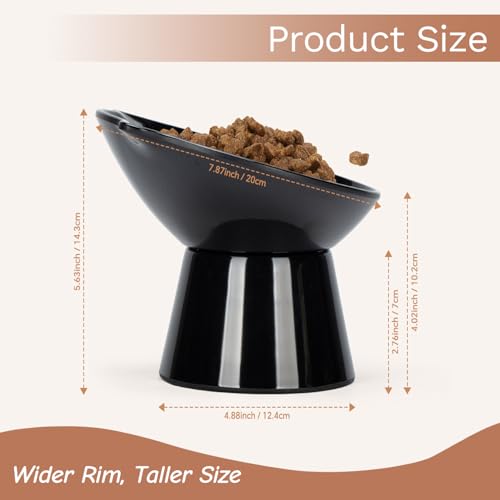Detachable Slow Feeder Cat Bowl- Elevated Cats Feeder Tilted, 7 Inch Large Extra Wide Raised Cat Food Bowl Whisker Friendly, for Indoor Cats and Small Dogs Anti-Vomiting Black - color: Black