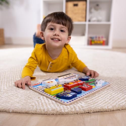 Melissa & Doug Vehicles Wooden Chunky Puzzle (9 pcs), Educational Screen Free Activity for Toddler, Preschoolers And Kids Ages 2+- FSC Certified - style: Vehicles
