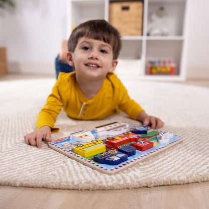 Melissa & Doug Vehicles Wooden Chunky Puzzle (9 pcs), Educational Screen Free Activity for Toddler, Preschoolers And Kids Ages 2+- FSC Certified - style: Vehicles