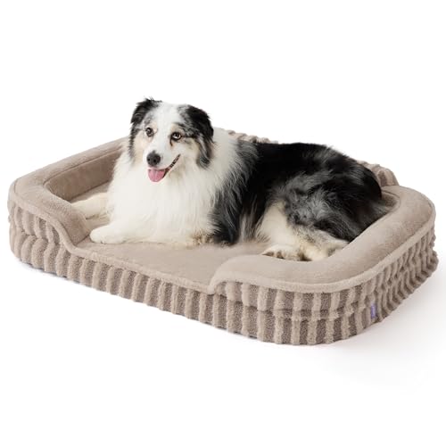 LE SURE Cute Dog Beds for Extra Large Dogs, Orthopedic Waterproof XL Pet Bed with Sides, High Back Non-Slip and Egg-Crate Foam Big Dog Couch Sofa with Washable Removable Cover, Hazel - color: Hazel, size: 42.0"l X 30.0"w X 7"th
