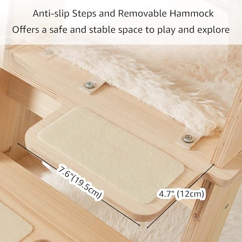 unipaws Pyramid Cat Tree, 5-Level Wooden Cat Ladder, Sturdy Tall Cat Climbing Tower with Cozy Hammock for Kittens and Indoor Cats - size: 5-Level Cat Ladder